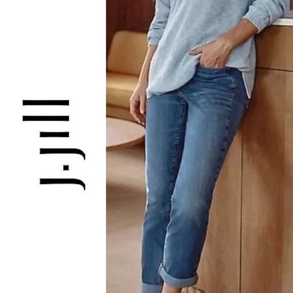 J. Jill Denim, Boyfriend Straight Leg Ankle Jeans, Blue, Medium Wash - Picture 1 of 8